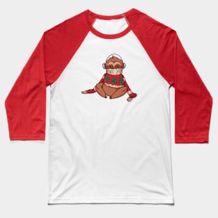 Merry Slothmas // Funny Cartoon Sloth in Christmas Sweater Baseball T-Shirt
